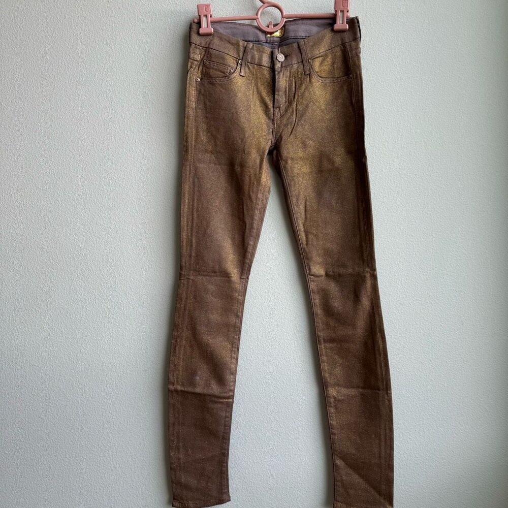 MOTHER Denim The Looker in Sparkle and Purr in Rose Glimmer Wash Gold Size 24